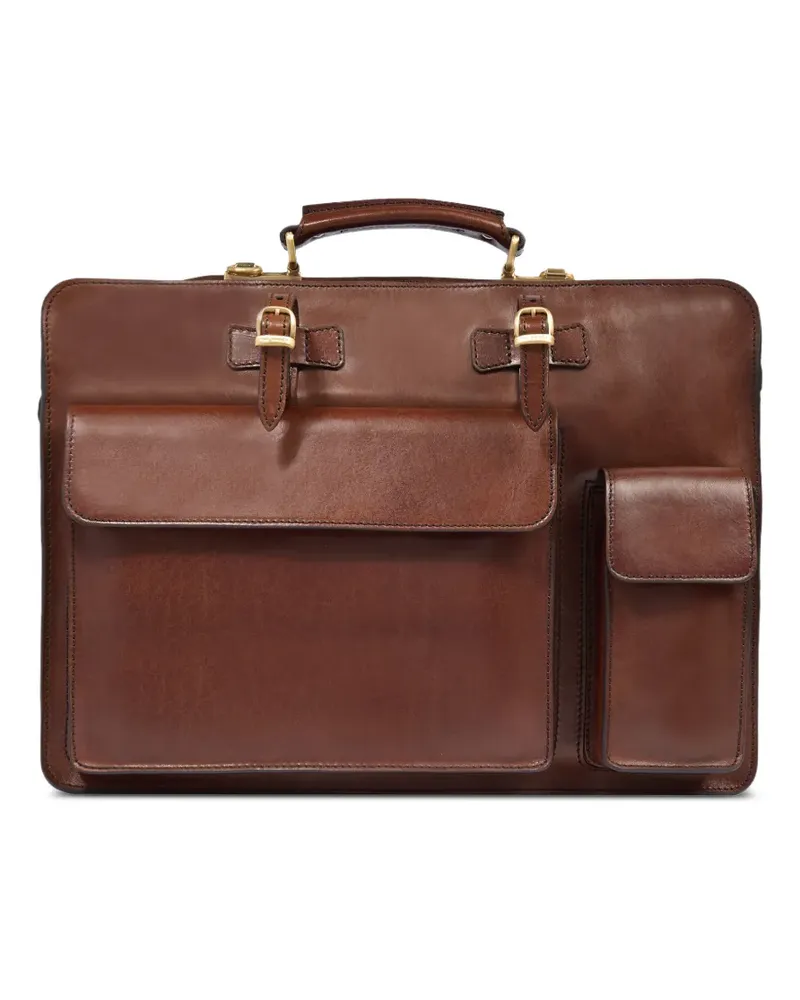 The Bridge buckle-detail leather briefcase - Braun Braun