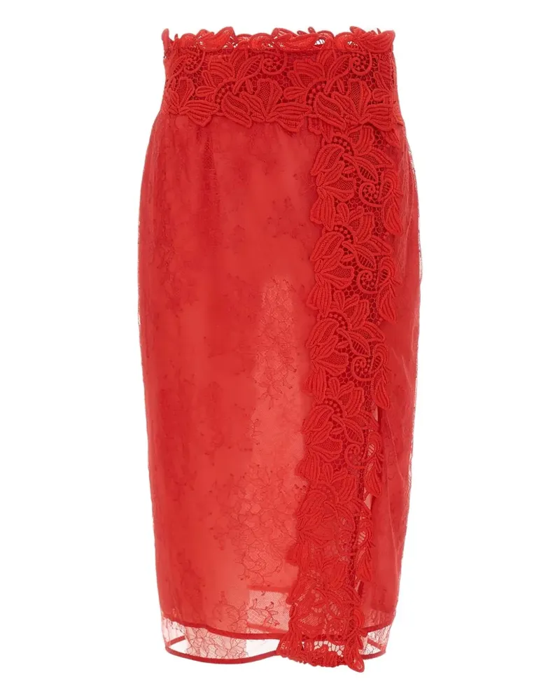 Blumarine Rock mit Blumenstickerei - Rot Rot