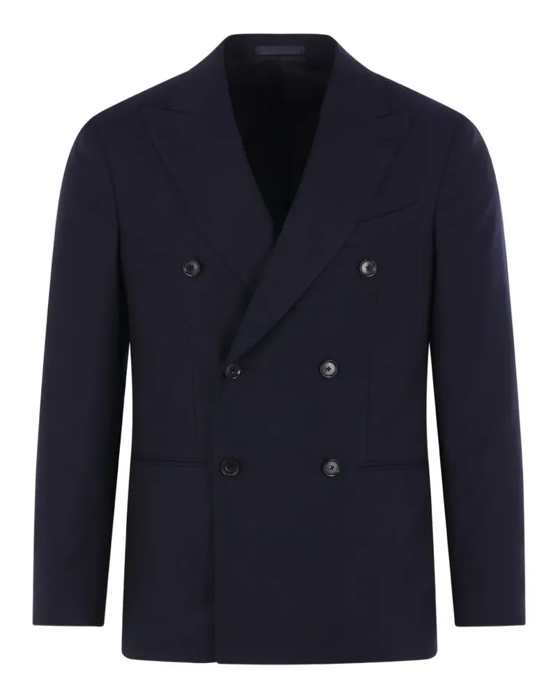 Caruso Doppelreihige Smoking-Jacke - Blau Blau