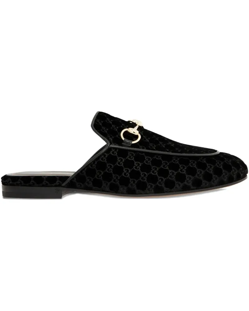 Gucci Mules aus Samt mit Horsebit - Schwarz Schwarz