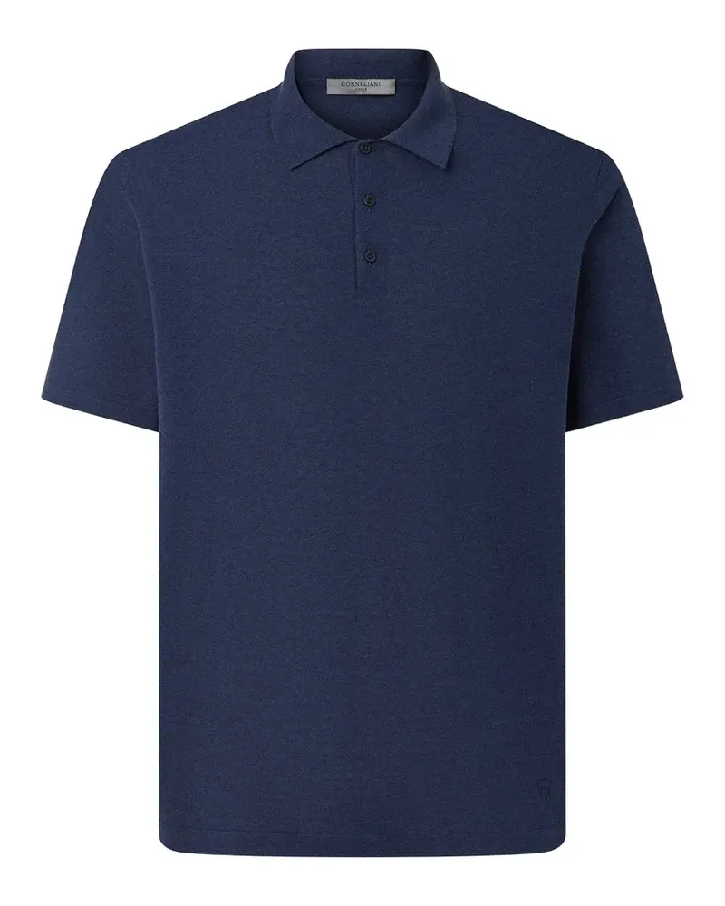 Corneliani Fein gestricktes Pima Ice Poloshirt - Blau Blau