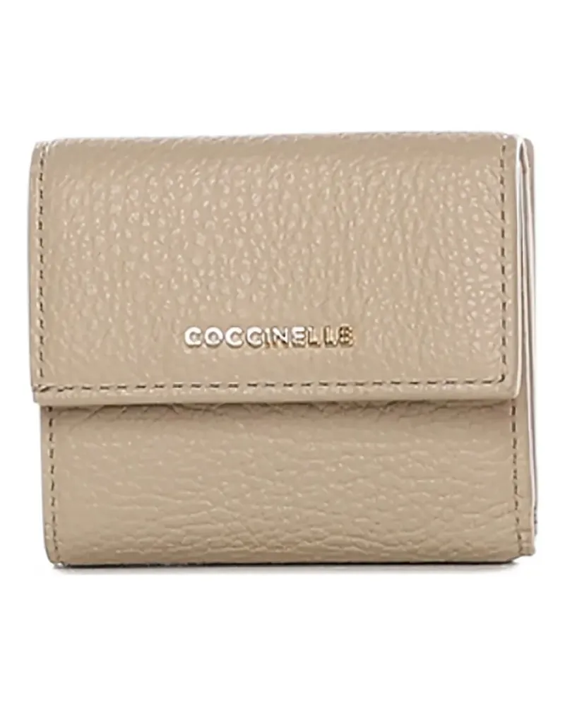 Coccinelle small textured-leather wallet - Nude Nude