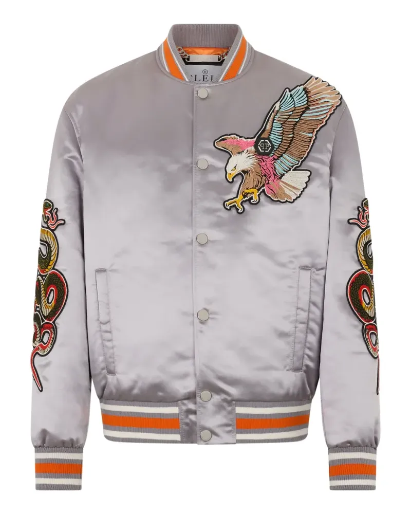 Philipp Plein Bomberjacke mit Tattoo-Patches - Grau Grau