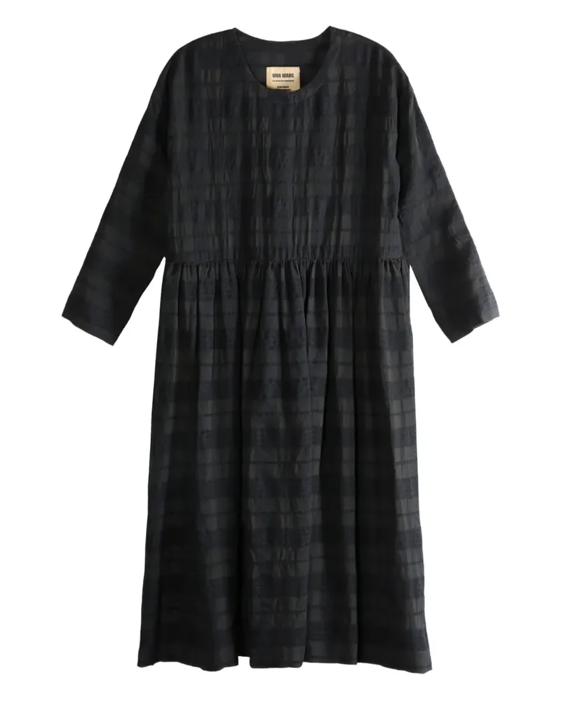 Uma Wang Alexa checked gathered dress - Schwarz Schwarz