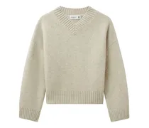 Kaschmirpullover mit V-Ausschnitt - Nude