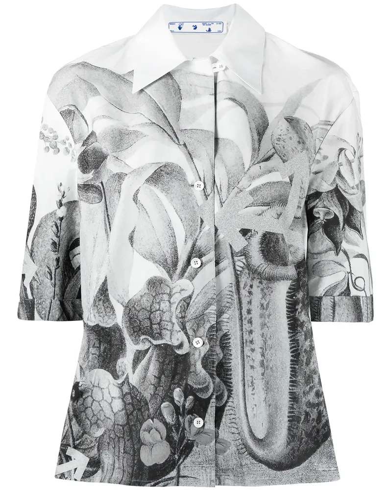OFF-WHITE Hemd mit Botanical Print - Weiß Weiß