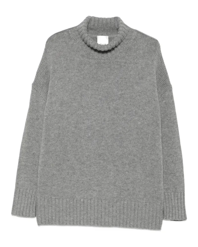ALLUDE Gerippter Pullover mit Stehkragen - Grau Grau