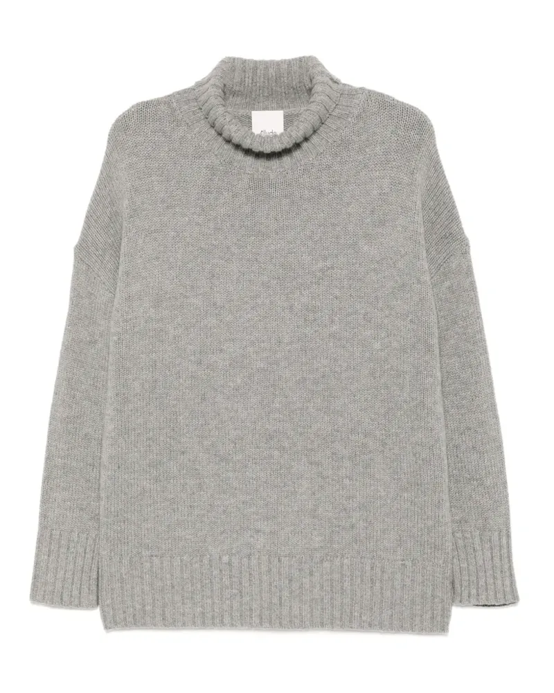 ALLUDE Gerippter Pullover mit Stehkragen - Grau Grau