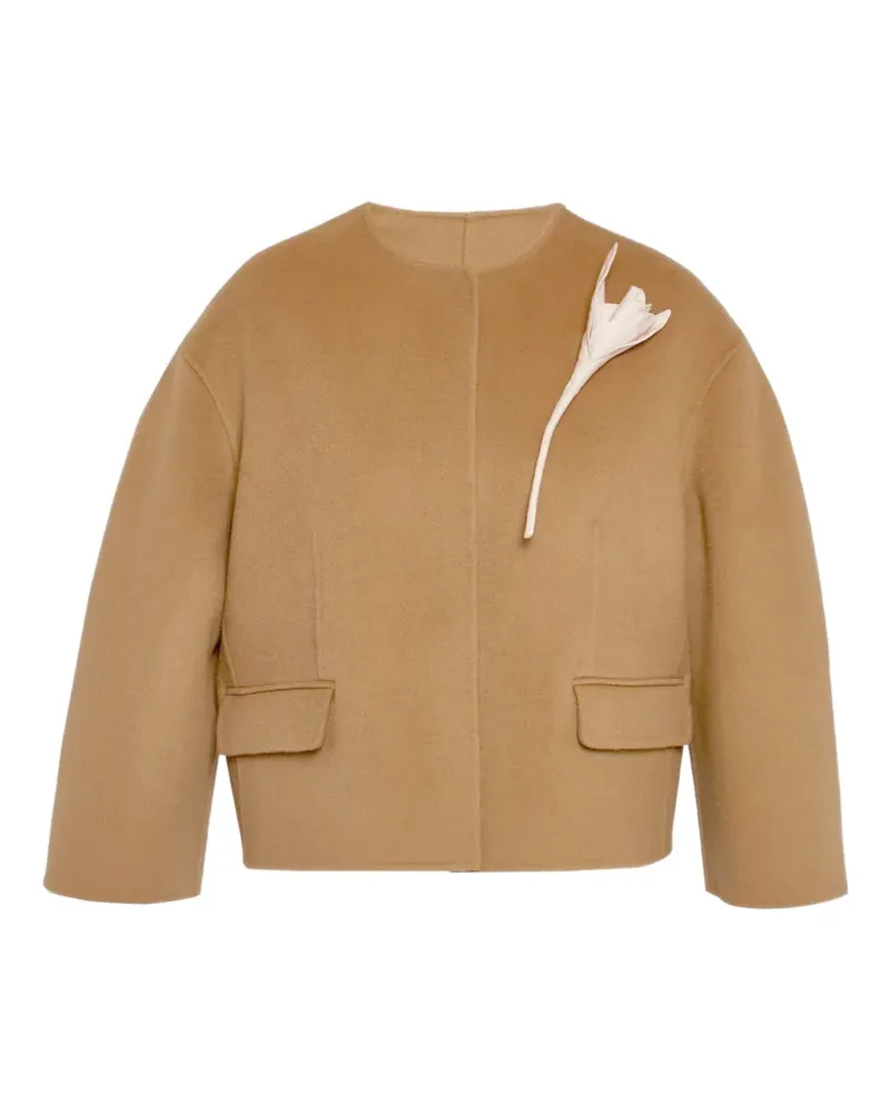 Erdem Jacke mit Tulpenbrosche - Nude Nude