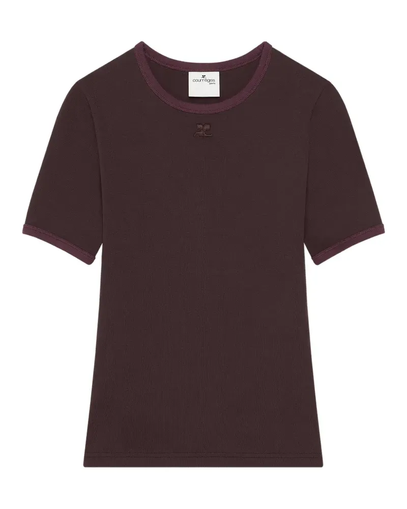 Courrèges Logo-T-Shirt mit Kontrastdetail - Braun Braun
