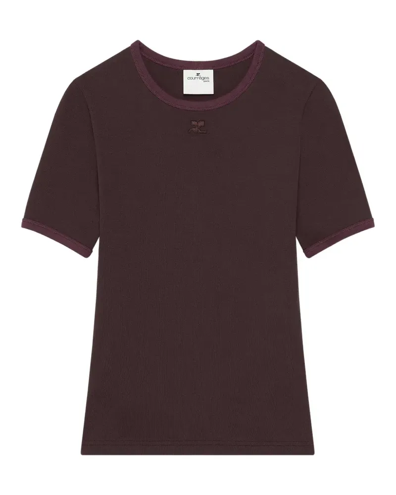 Courrèges Logo-T-Shirt mit Kontrastdetail - Braun Braun