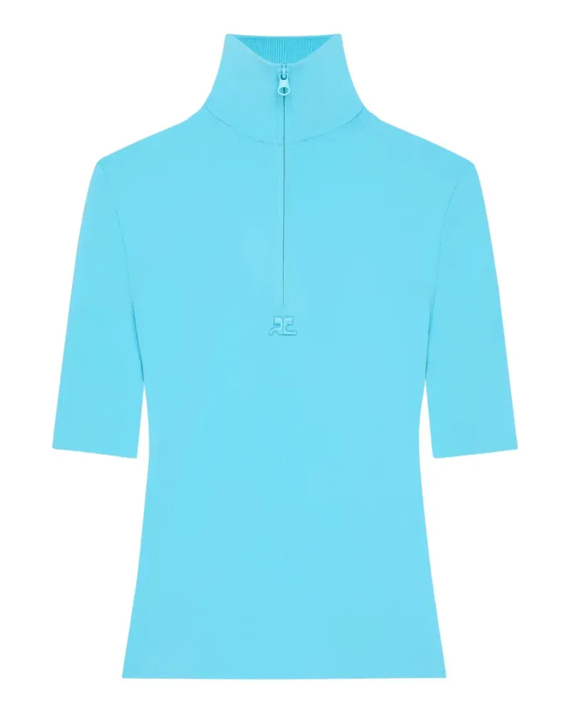 Courrèges Stehkragen-Oberteil mit Reißverschluss - Blau Blau