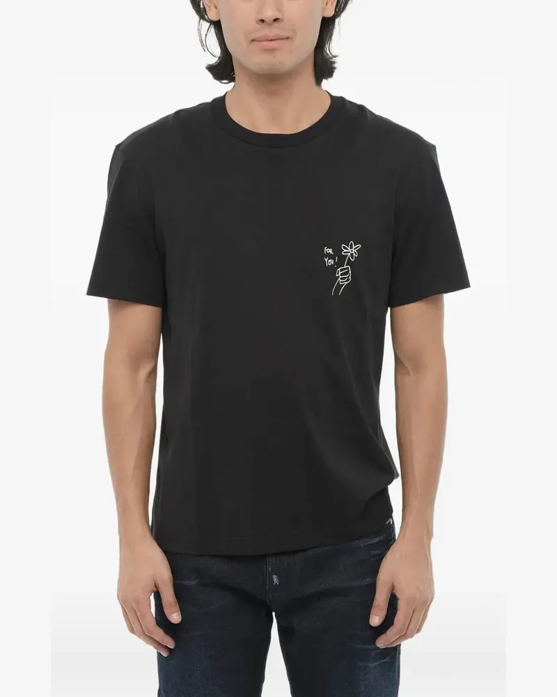 Neil Barrett Schmales For You T-Shirt mit Logo-Print - Schwarz Schwarz