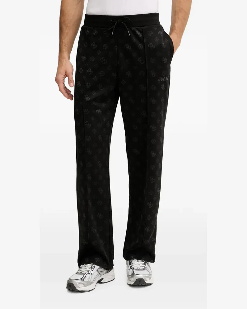 Guess monogram-print track pants - Schwarz Schwarz