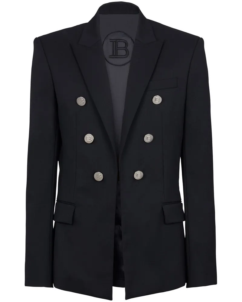 Balmain Sakko mit geprägten Knöpfen - Schwarz Schwarz