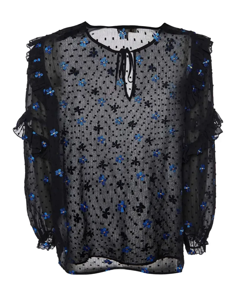 Maje dotted ruffled blouse - Schwarz Schwarz