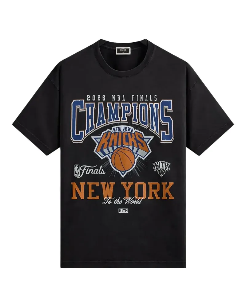 KITH x New York Knicks 2026 Champions graphic-print T-shirt - Schwarz Schwarz