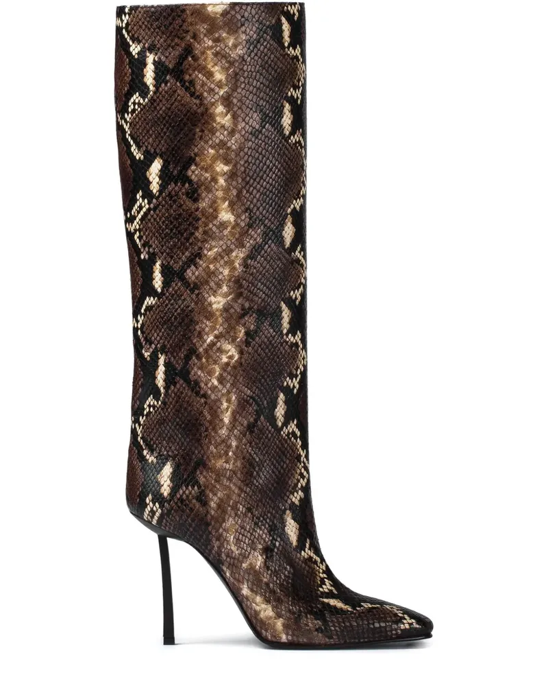 Le Silla Vittoria Stiletto-Stiefel mit Schlangen-Print 110mm - Braun Braun