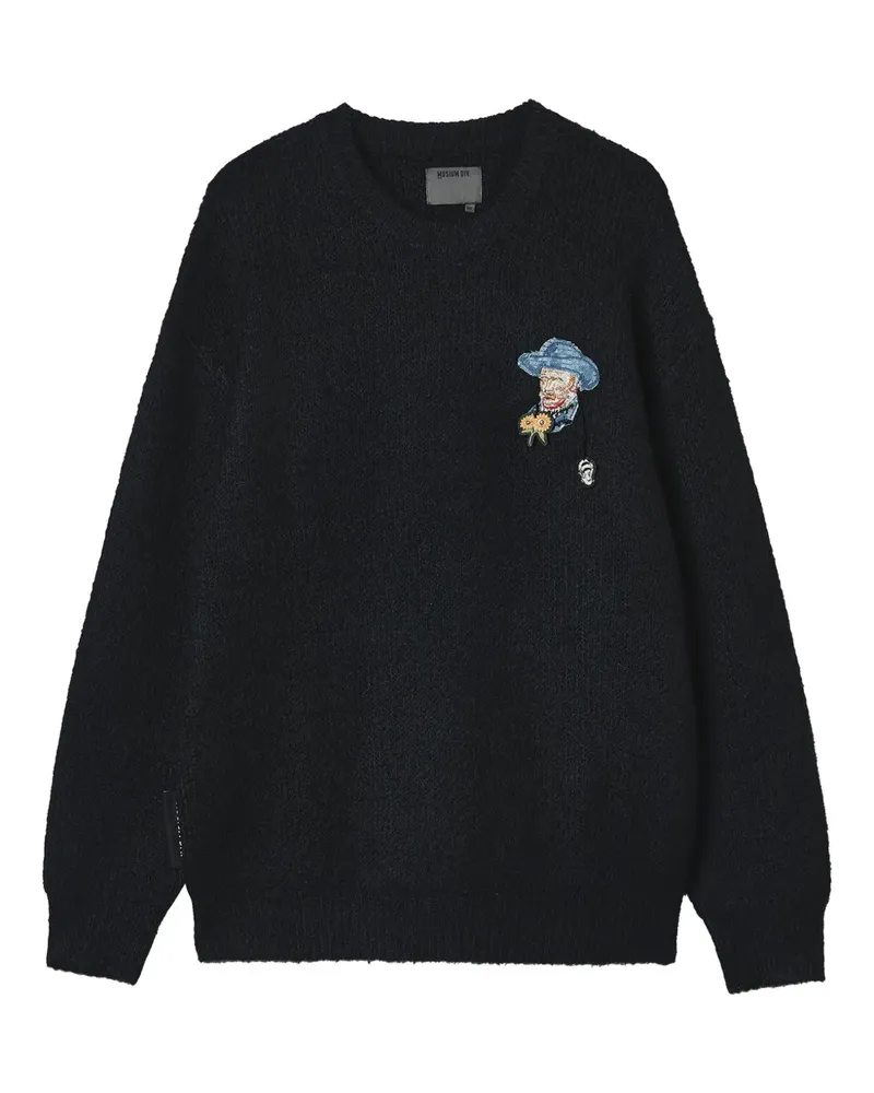 Musium Div. Pullover mit Logo-Patch - Schwarz Schwarz