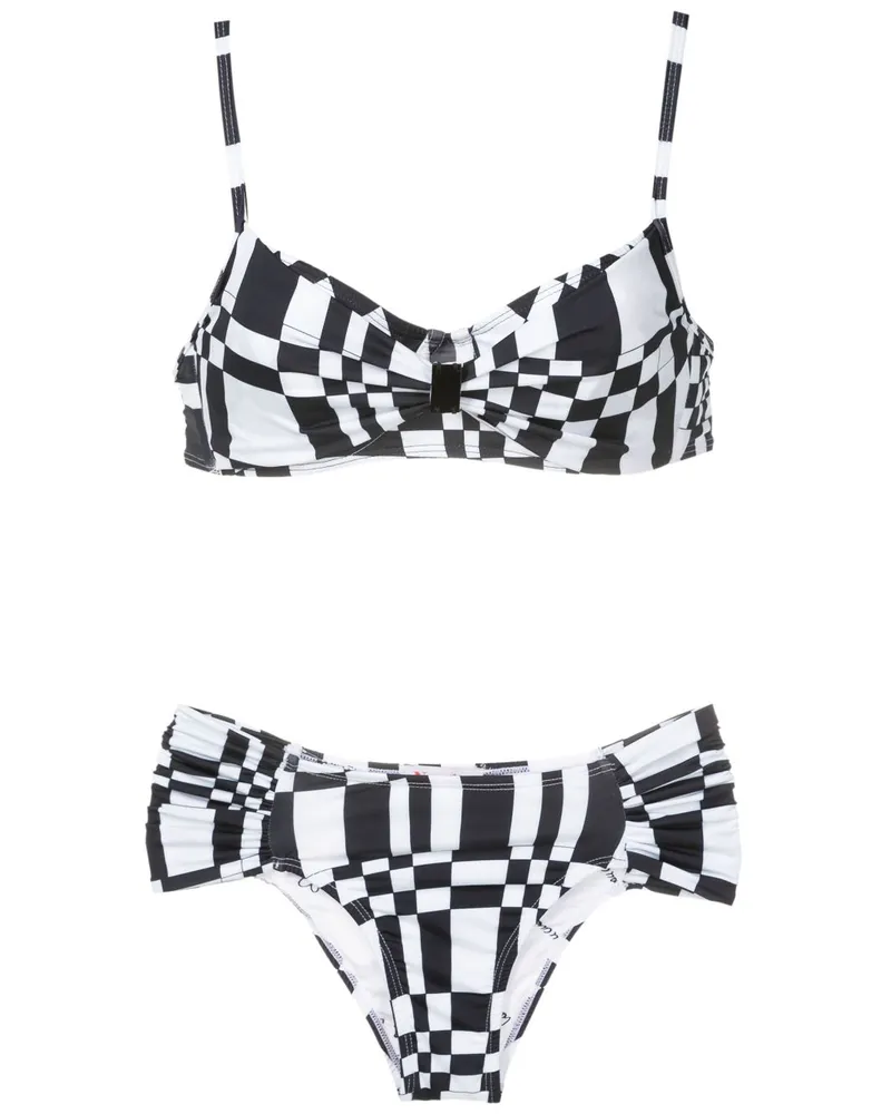Amir Slama Bikini mit geometrischem Print - Schwarz Schwarz