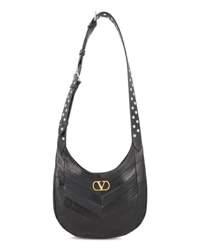 Valentino Garavani logo leather shoulder bag - Schwarz Schwarz
