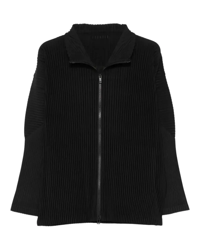 Issey Miyake plissé-effect zip-up cardigan - Schwarz Schwarz