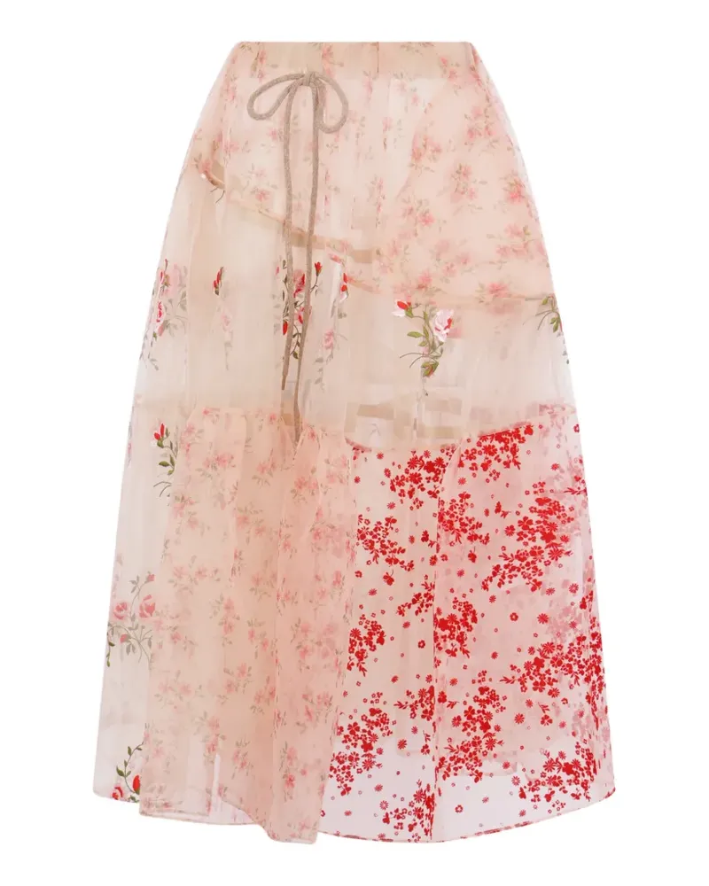 Simone Rocha floral-patchwork embroidered skirts - Nude Nude