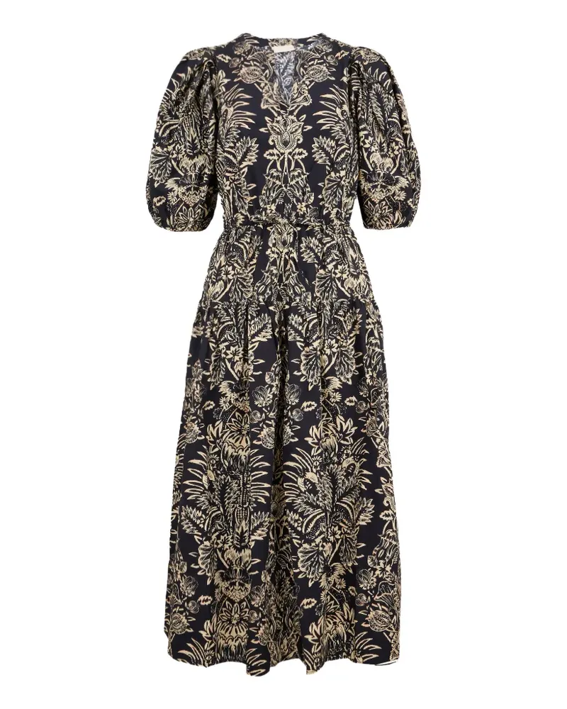 Ulla Johnson Harriet puff-sleeve floral midi dress - Schwarz Schwarz