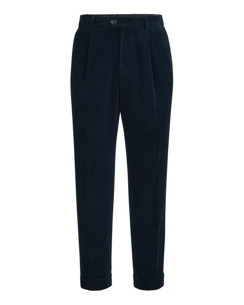 Brunello Cucinelli Stückgefärbte Hose aus Baumwollcord mit Falte - Blau Blau