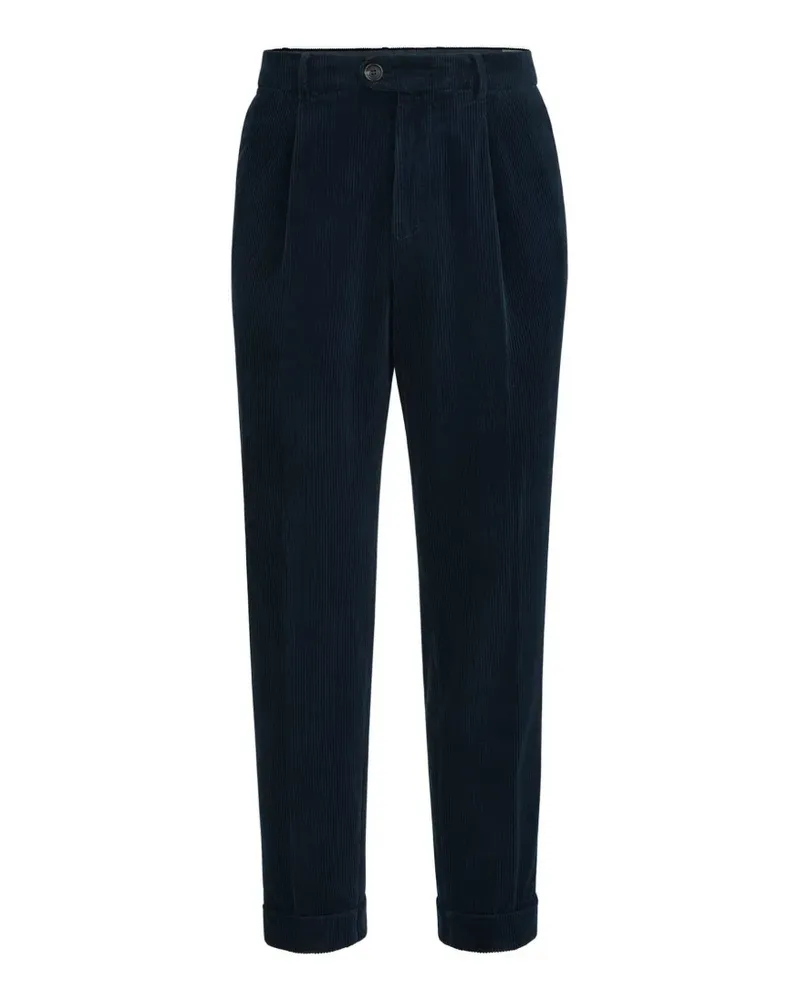 Brunello Cucinelli Stückgefärbte Hose aus Baumwollcord mit Falte - Blau Blau