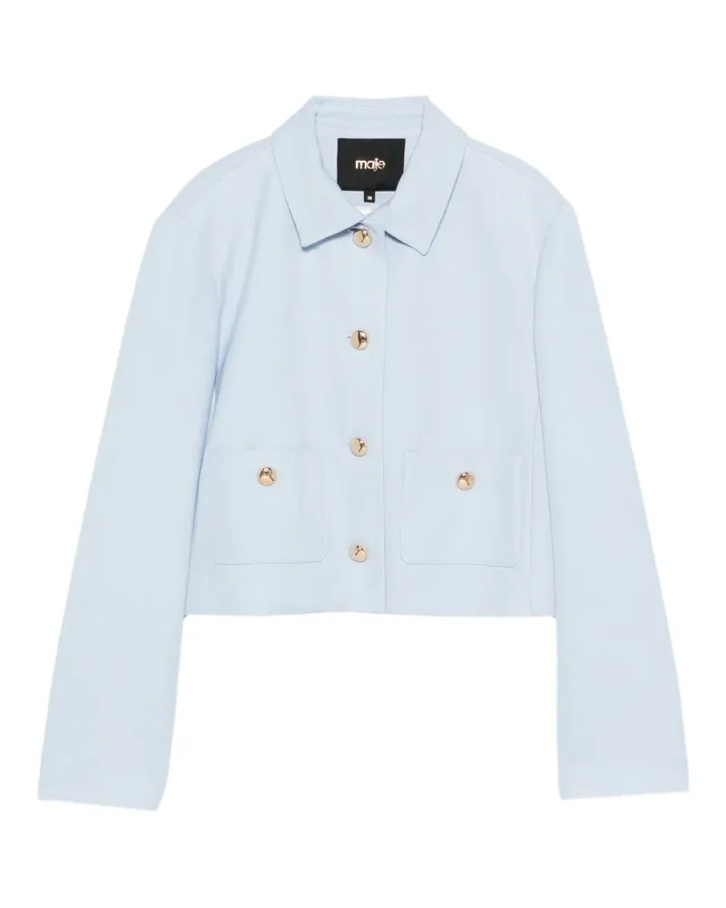 Maje Jacke mit Vordertasche und Knopfverschluss - Blau Blau