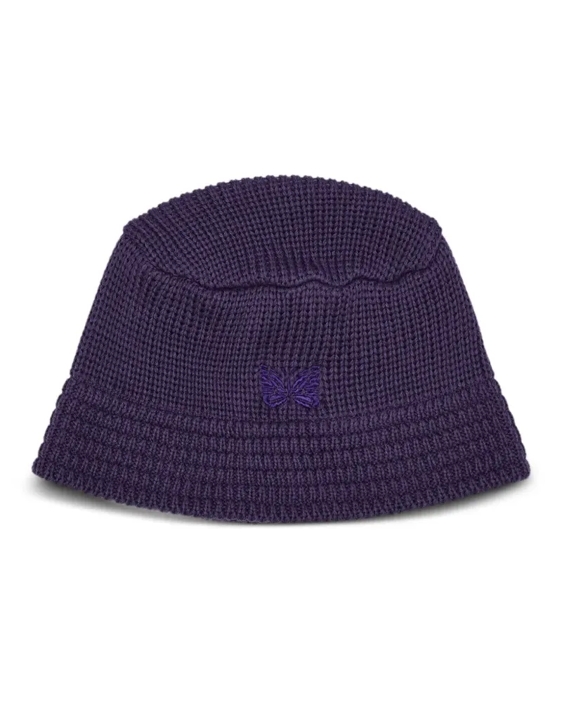 NEEDLES Gerippter Fischerhut mit Schmetterling-Stickerei - Violett Violett
