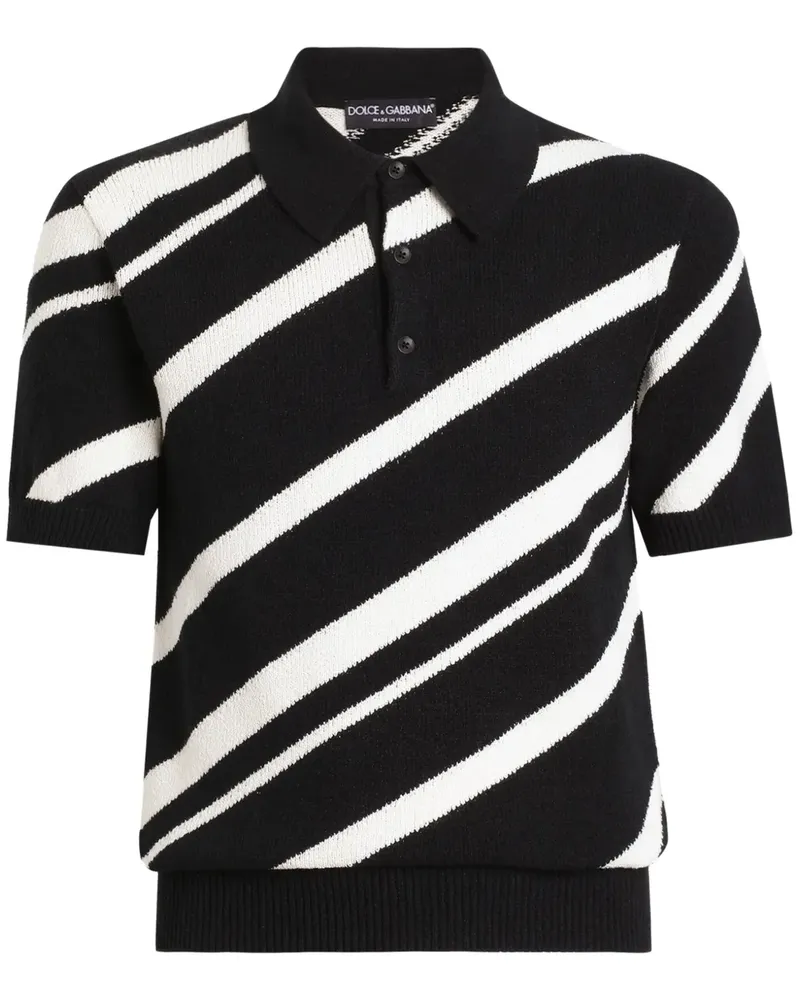 Dolce & Gabbana Gestreiftes Poloshirt - Schwarz Schwarz