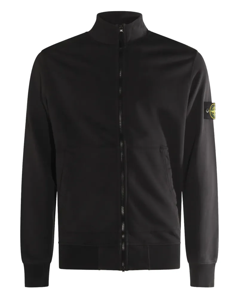 Stone Island Sweatshirtjacke mit Logo-Patch - Schwarz Schwarz