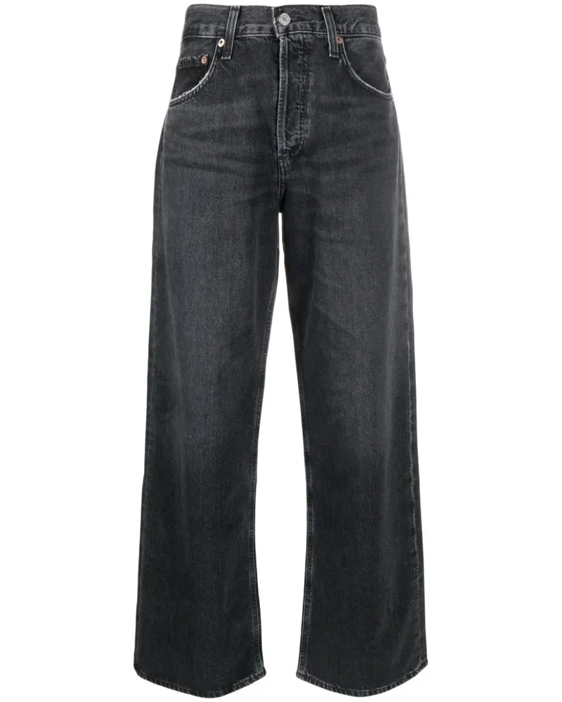 AGOLDE Wide-Leg-Jeans mit hohem Bund - Schwarz Schwarz