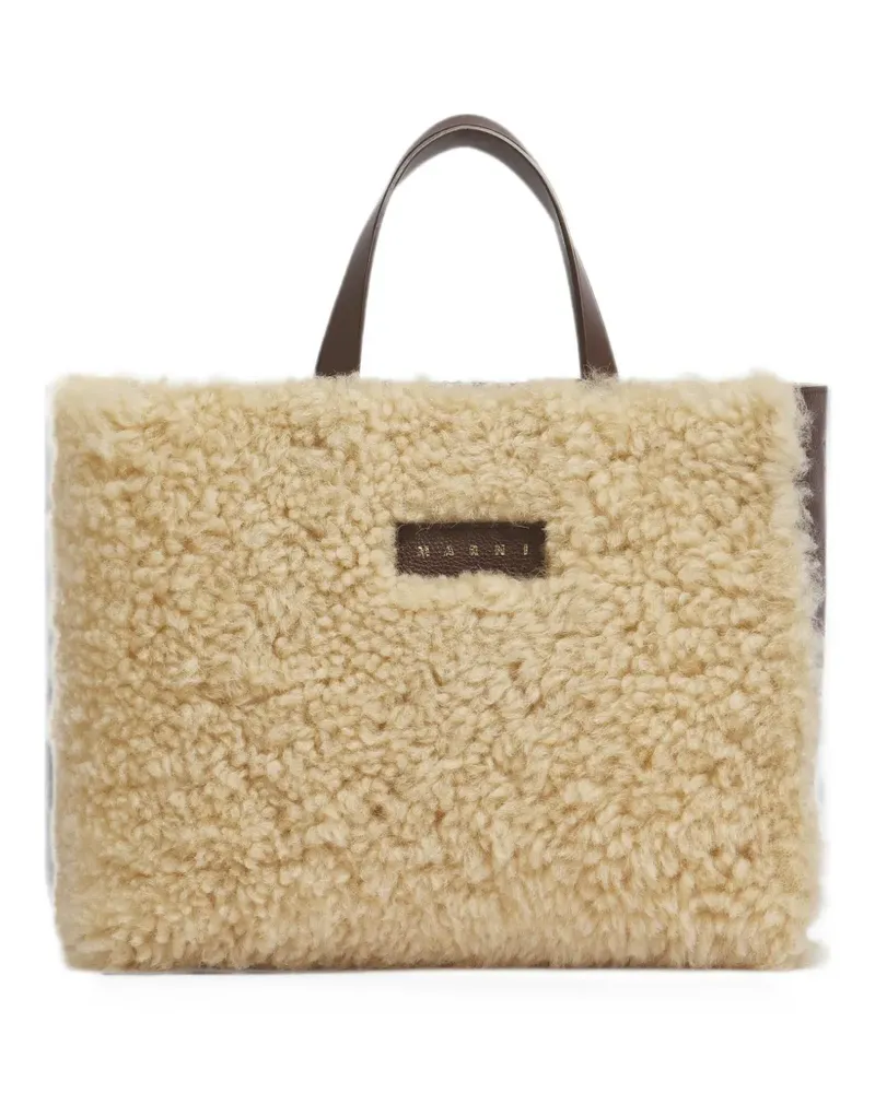 Marni Museo Soft shearling tote bag - Nude Nude