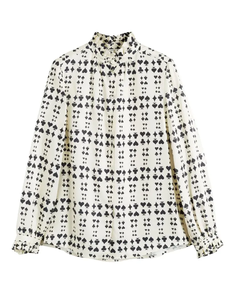 Chinti & Parker Bluse mit Spielkarten-Print - Weiß Weiß