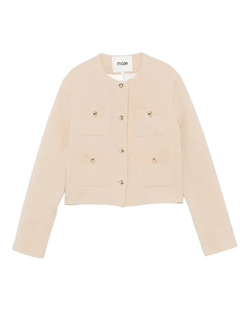 Maje button-up cropped blazer - Nude Nude