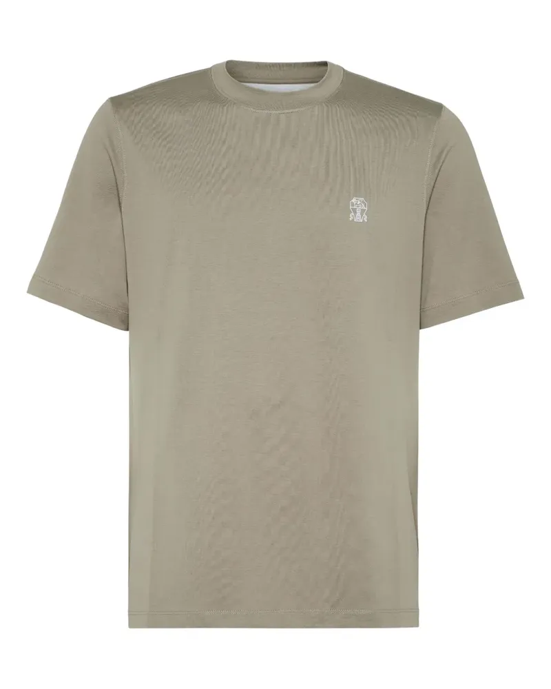 Brunello Cucinelli T-Shirt mit Logo-Print - Grün Grün