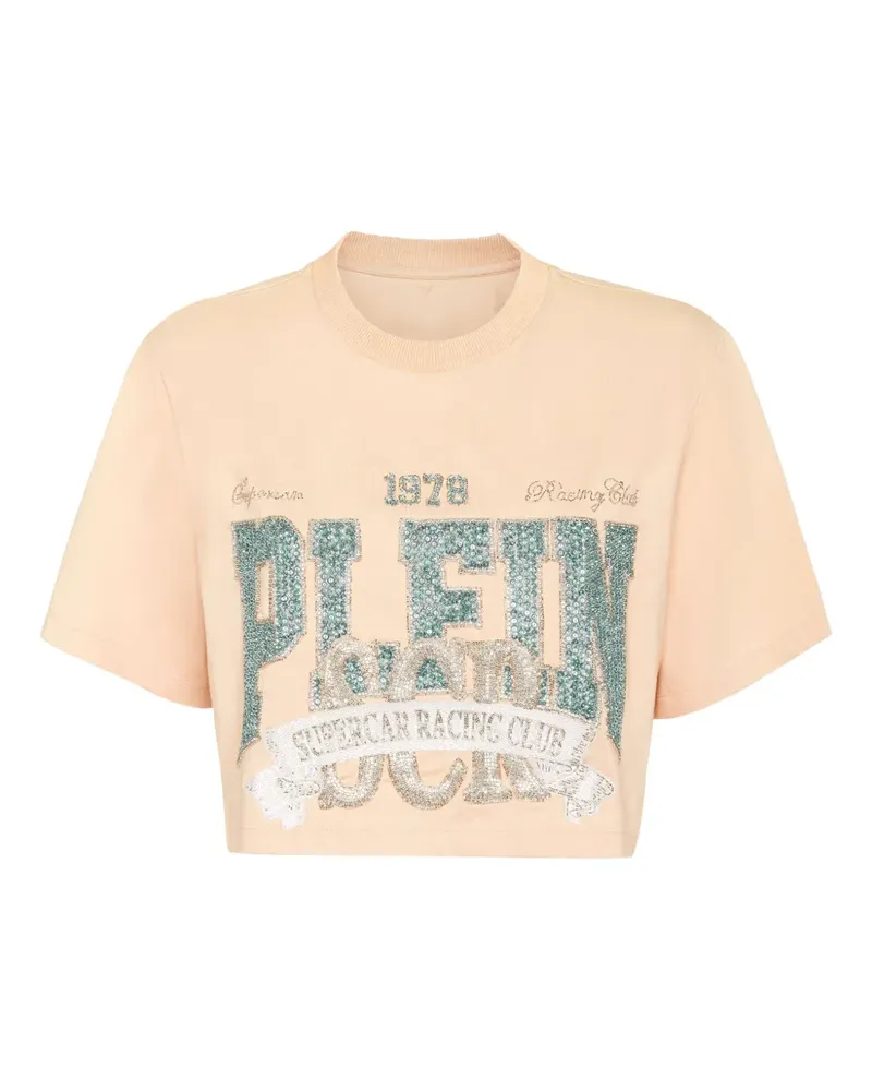 Philipp Plein Cropped-T-Shirt mit Vintage Print - Nude Nude