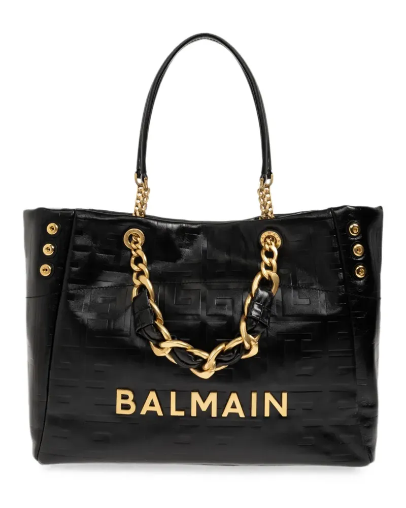 Balmain monogram-embossed tote bag - Schwarz Schwarz