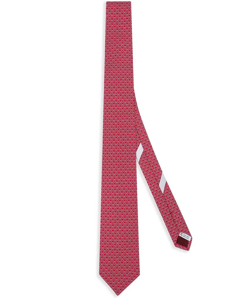 Ferragamo Seidenkrawatte mit Gancini-Print - Rot Rot