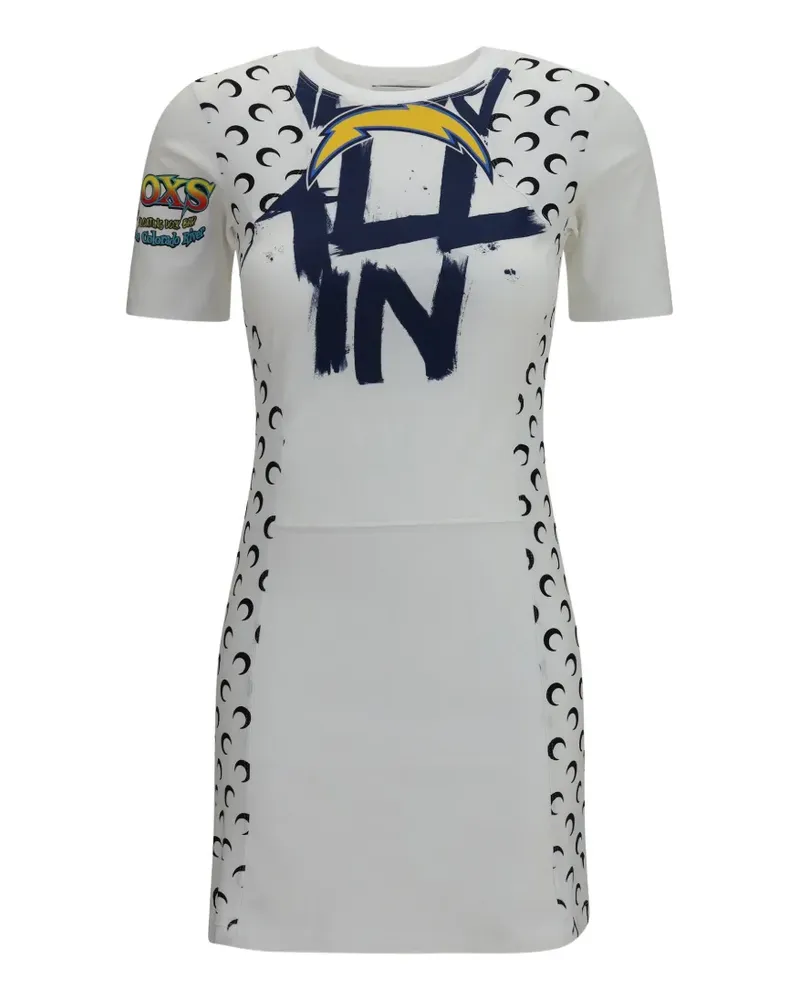 Marine Serre graphic-print Moon-panelled mini dress - Weiß Weiß