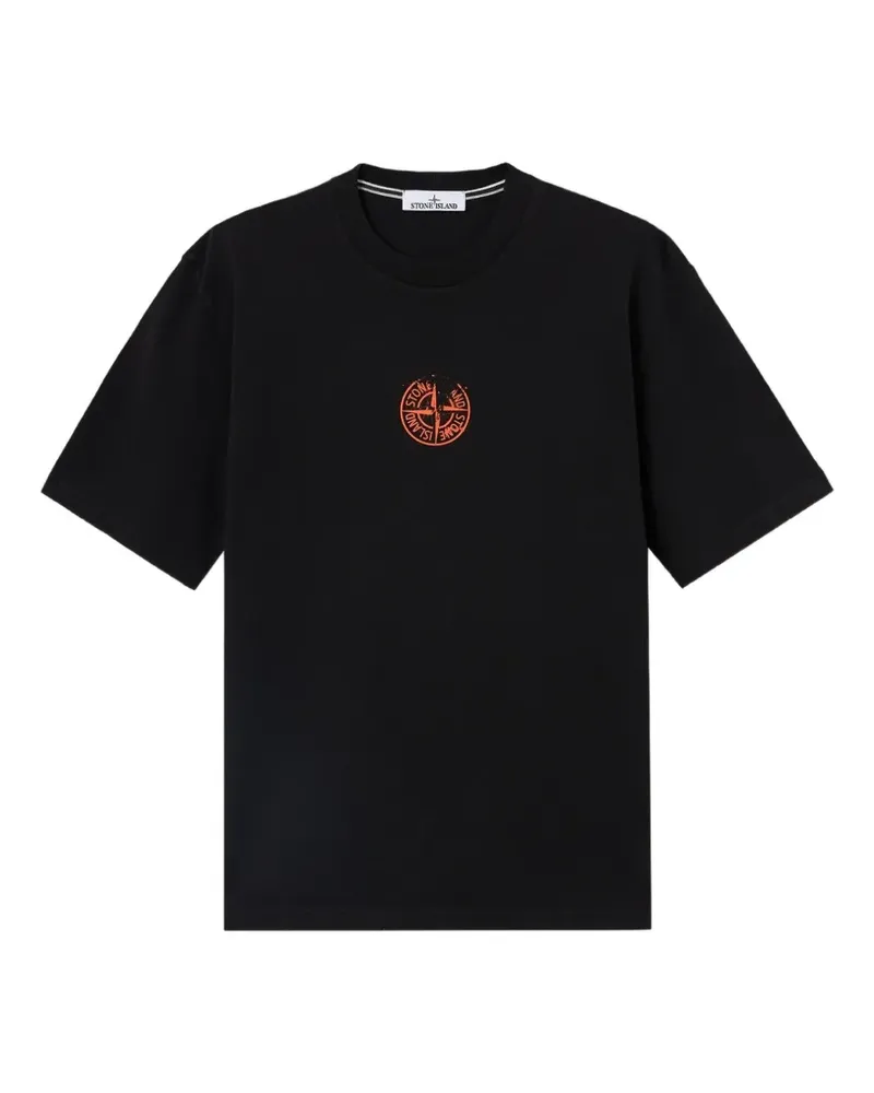 Stone Island T-Shirt mit Logo-Print - Schwarz Schwarz