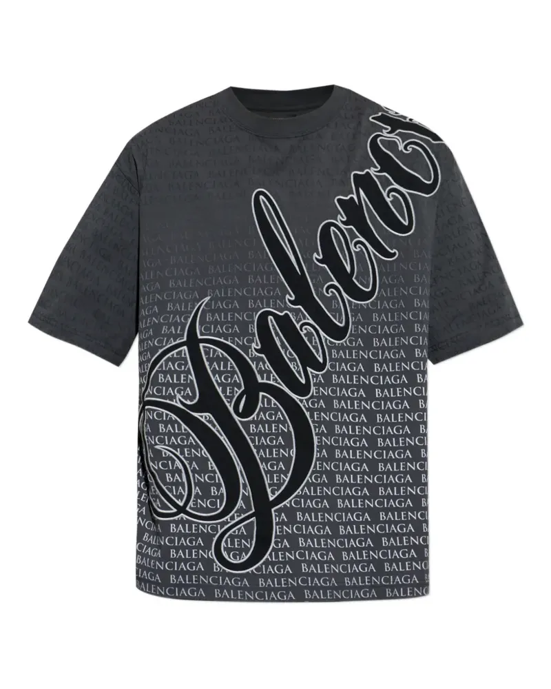 Balenciaga T-Shirt mit Logo-Muster - Grau Grau
