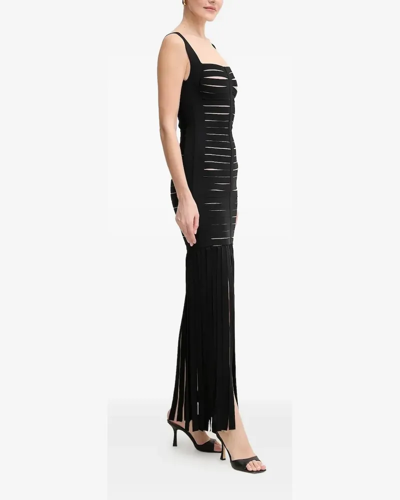 Hervé Léger Bandage Kleid mit Fransen - Schwarz Schwarz