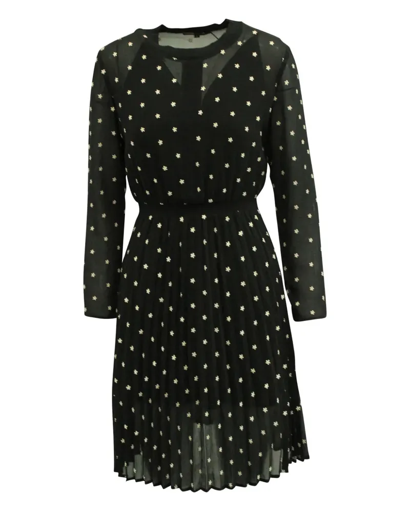 Maje Plissiertes Kleid mit Blumen-Print - Schwarz Schwarz