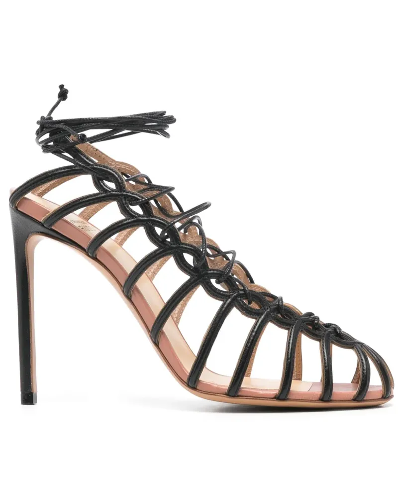 Francesco Russo Sandalen aus Leder 105mm - Schwarz Schwarz