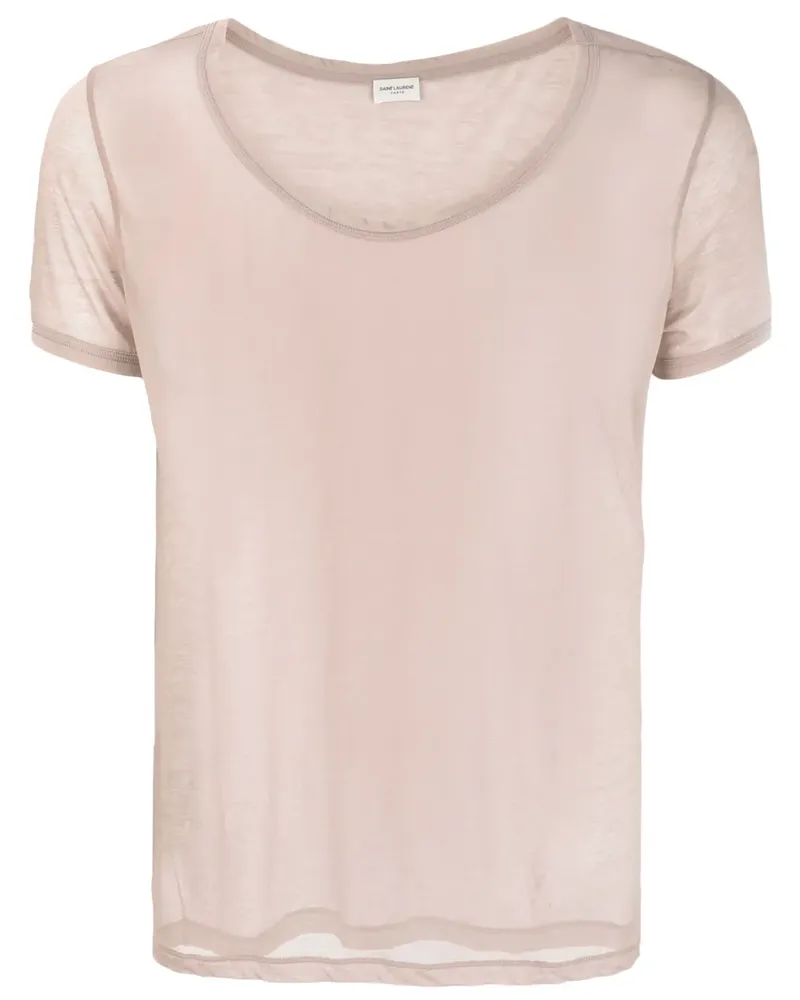 Saint Laurent Meliertes T-Shirt mit Sheer-Effekt - Nude Nude