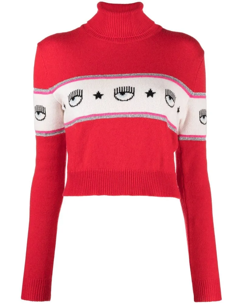 Chiara Ferragni Logomania Rollkragenpullover Rot